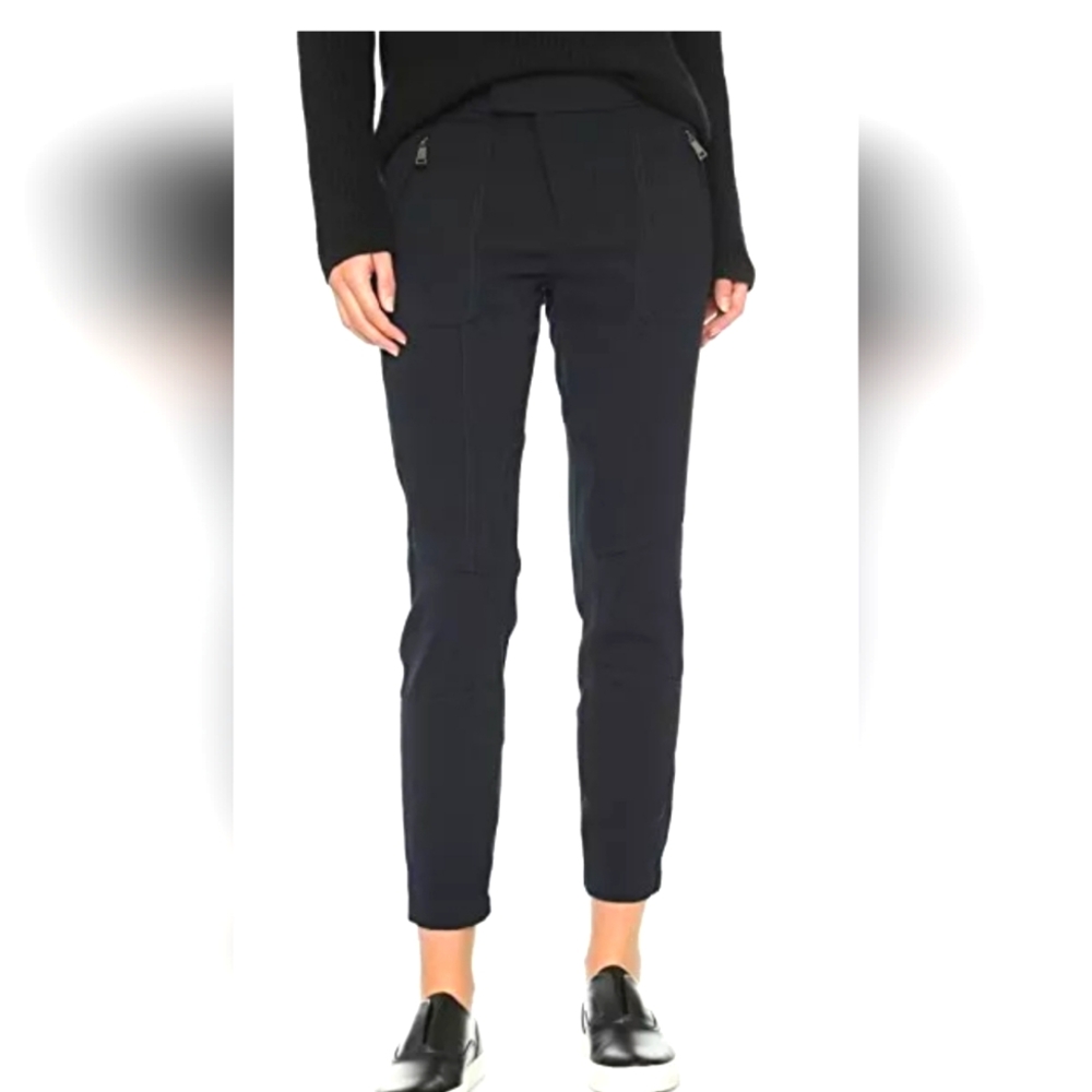 Vince Dark Black patchwork cargo pants, Slim fit and zipped details, size 6